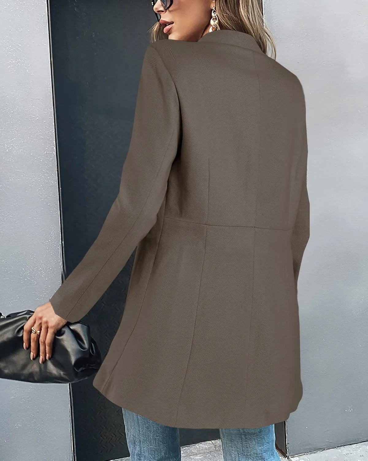 Grlasen Women's Long Pea Coats Winter Wool Jackets Lapel Slim Fit Outerwear Dressy Casual Elegant Warm Overcoats