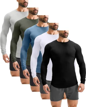 GYM REVOLUTION Men's 5 Pack Workout Gym Hipster Curved Hem Muscle Fitness Hip Hop T Shirts