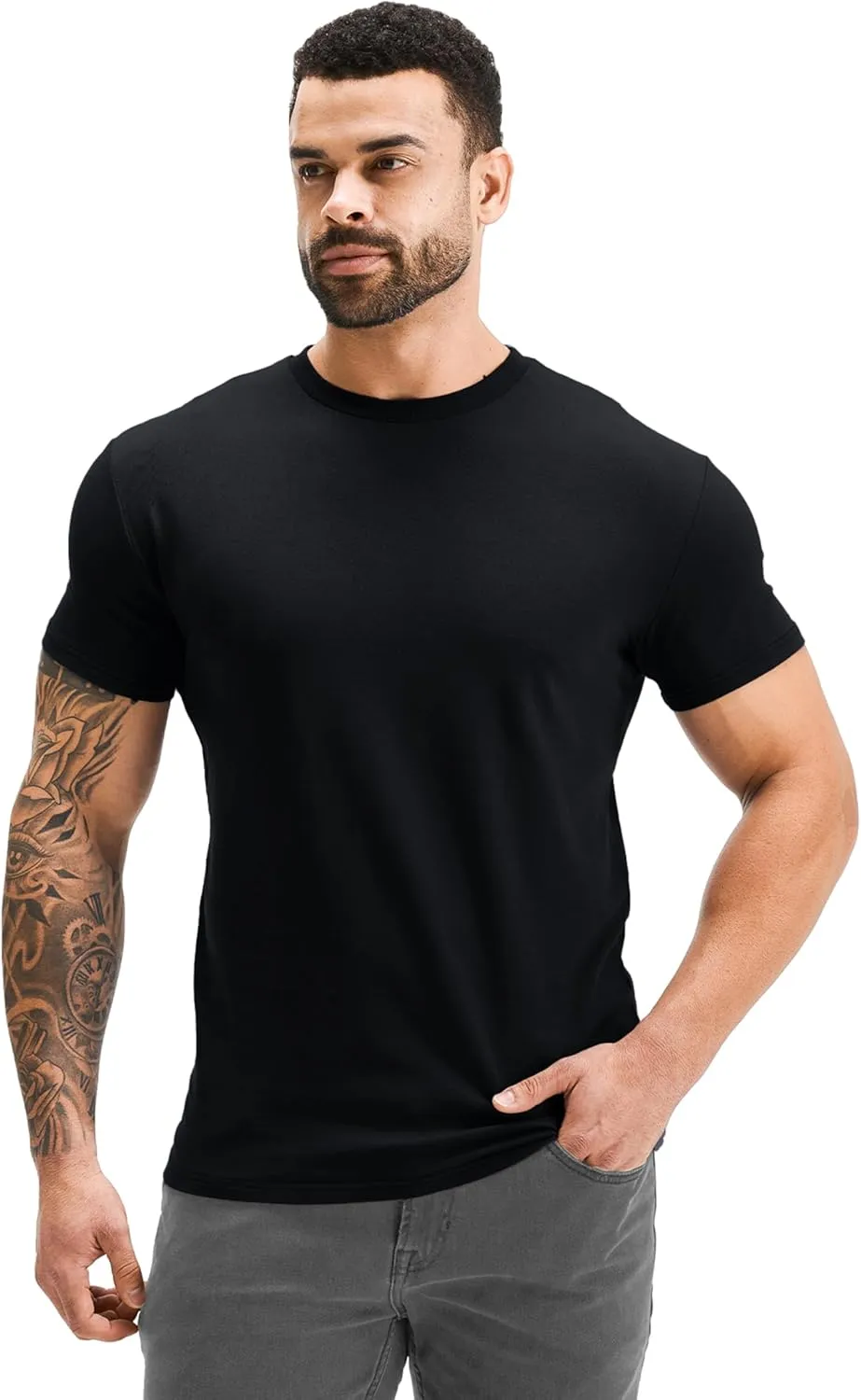 GYM REVOLUTION Men's 5 Pack Workout Gym Hipster Curved Hem Muscle Fitness Hip Hop T Shirts