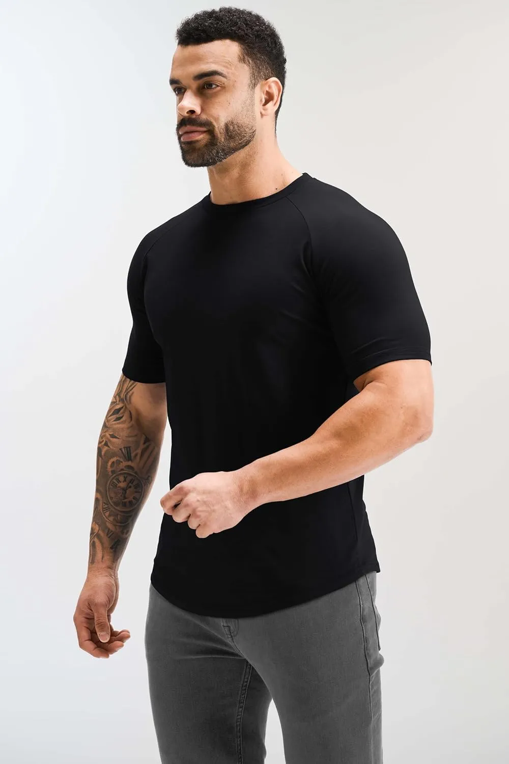 GYM REVOLUTION Men's 5 Pack Workout Gym Hipster Curved Hem Muscle Fitness Hip Hop T Shirts