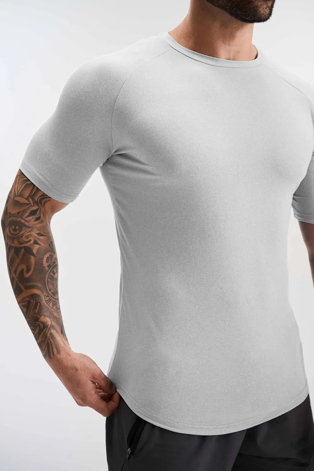 GYM REVOLUTION Men's 5 Pack Workout Gym Hipster Curved Hem Muscle Fitness Hip Hop T Shirts