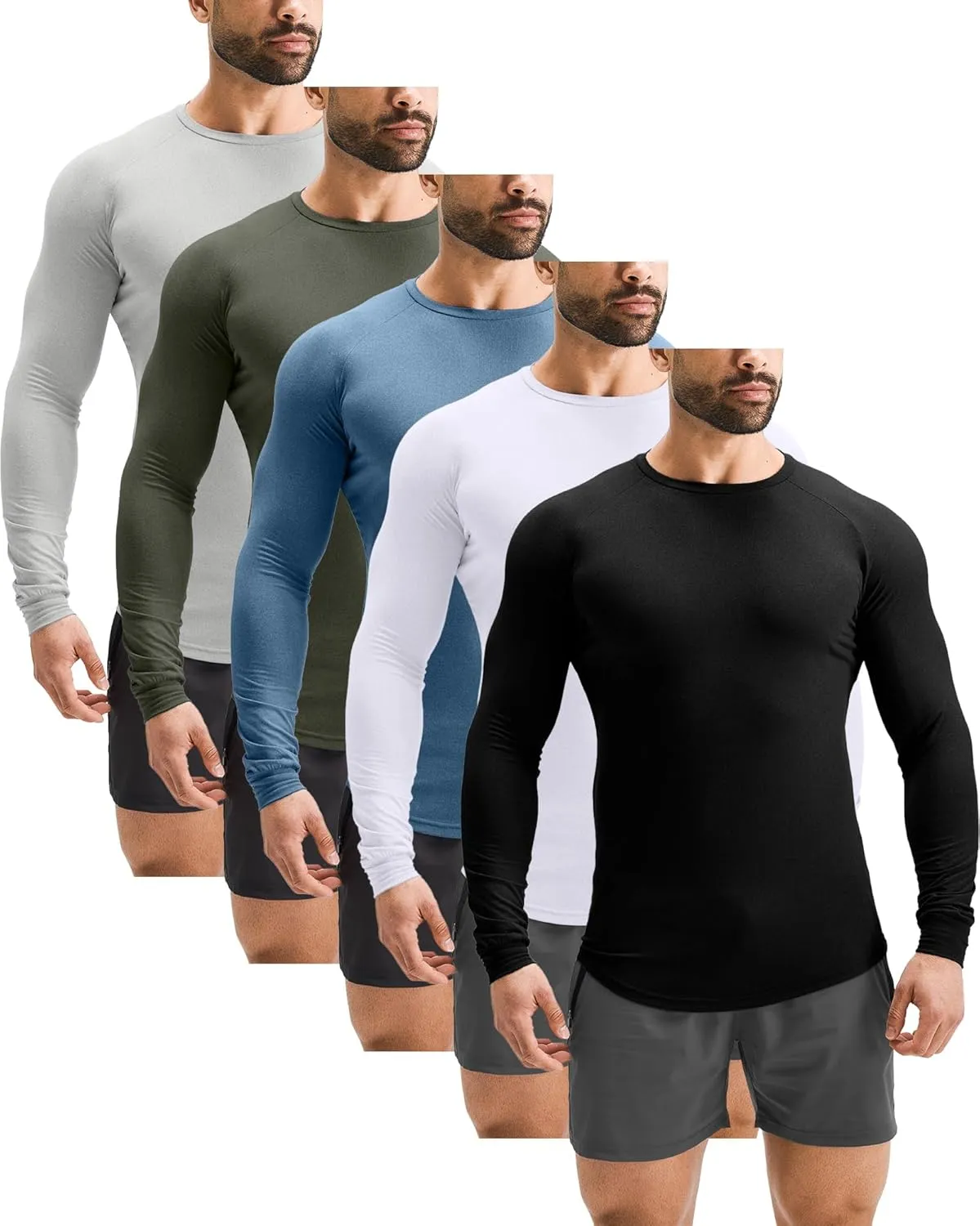 GYM REVOLUTION Men's 5 Pack Workout Gym Hipster Curved Hem Muscle Fitness Hip Hop T Shirts