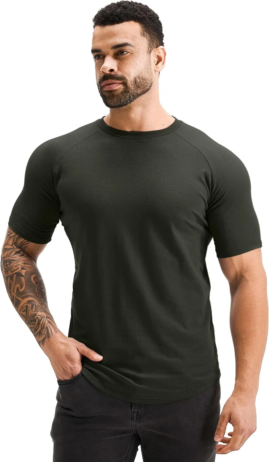 GYM REVOLUTION Men's 5 Pack Workout Gym Hipster Curved Hem Muscle Fitness Hip Hop T Shirts
