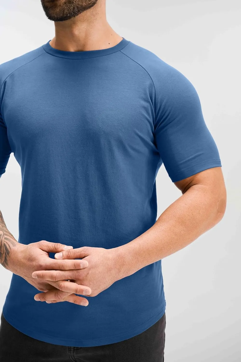 GYM REVOLUTION Men's 5 Pack Workout Gym Hipster Curved Hem Muscle Fitness Hip Hop T Shirts