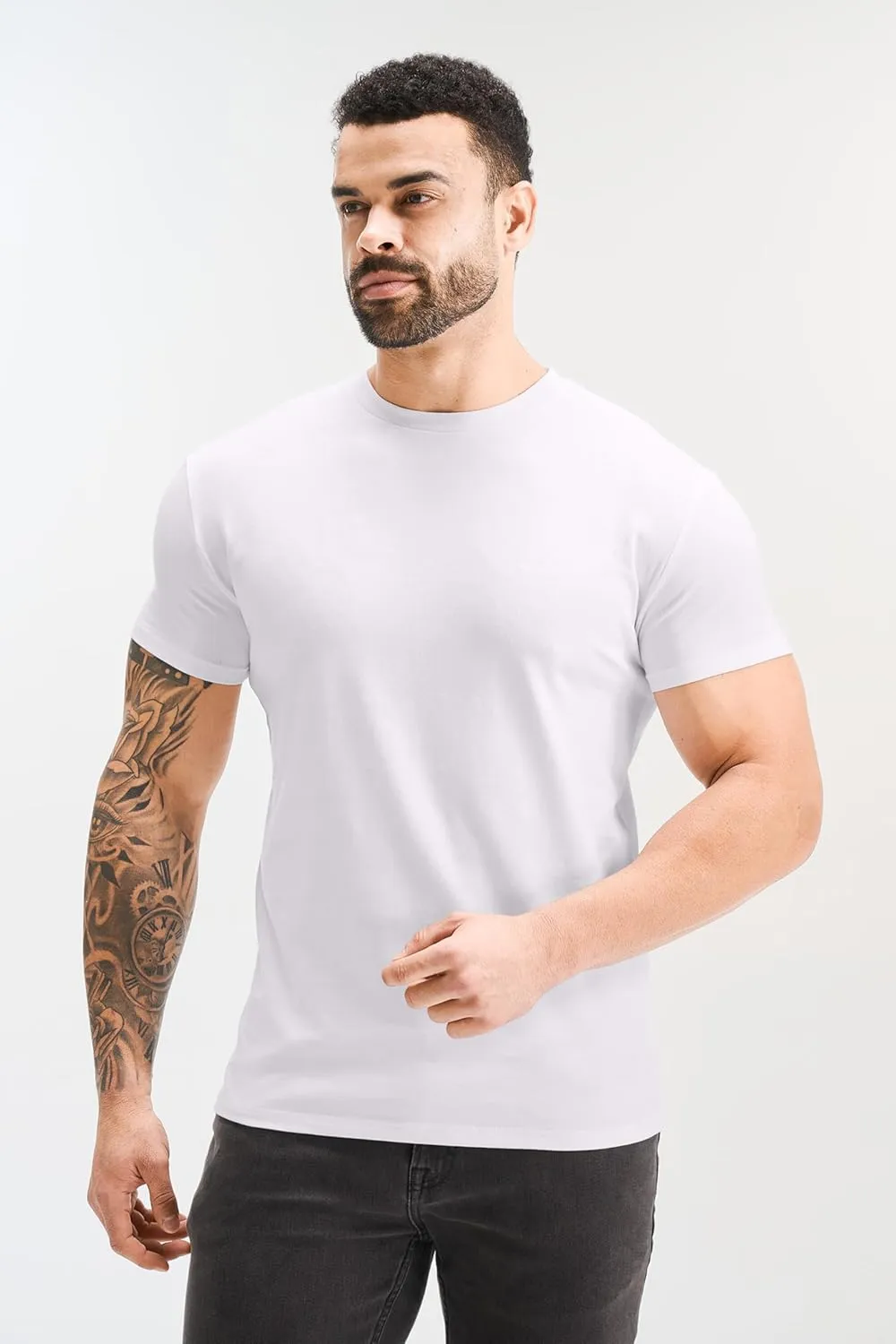 GYM REVOLUTION Men's 5 Pack Workout Gym Hipster Curved Hem Muscle Fitness Hip Hop T Shirts