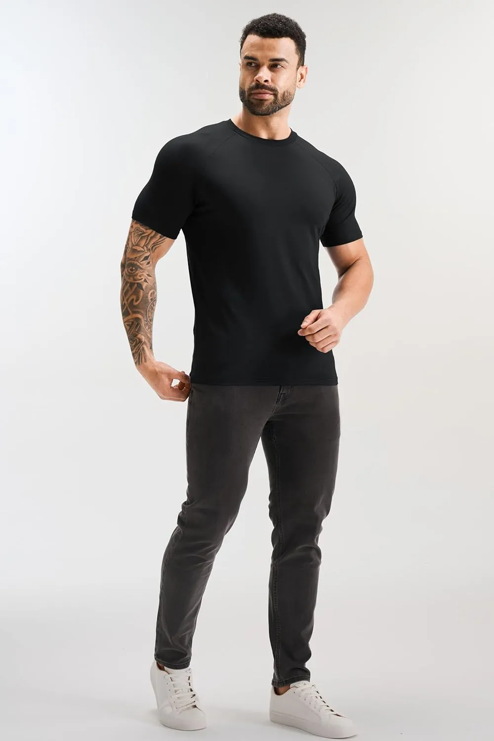 GYM REVOLUTION Men's 5 Pack Workout Gym Hipster Curved Hem Muscle Fitness Hip Hop T Shirts