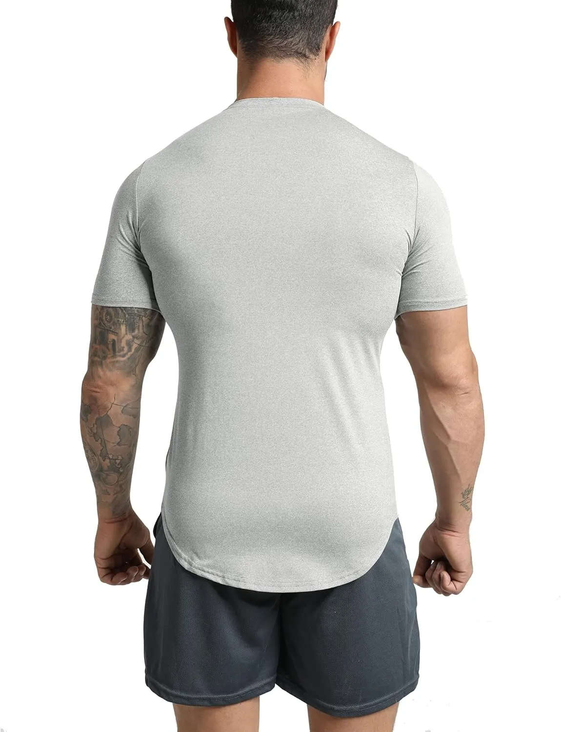 GYM REVOLUTION Men's 5 Pack Workout Gym Hipster Curved Hem Muscle Fitness Hip Hop T Shirts