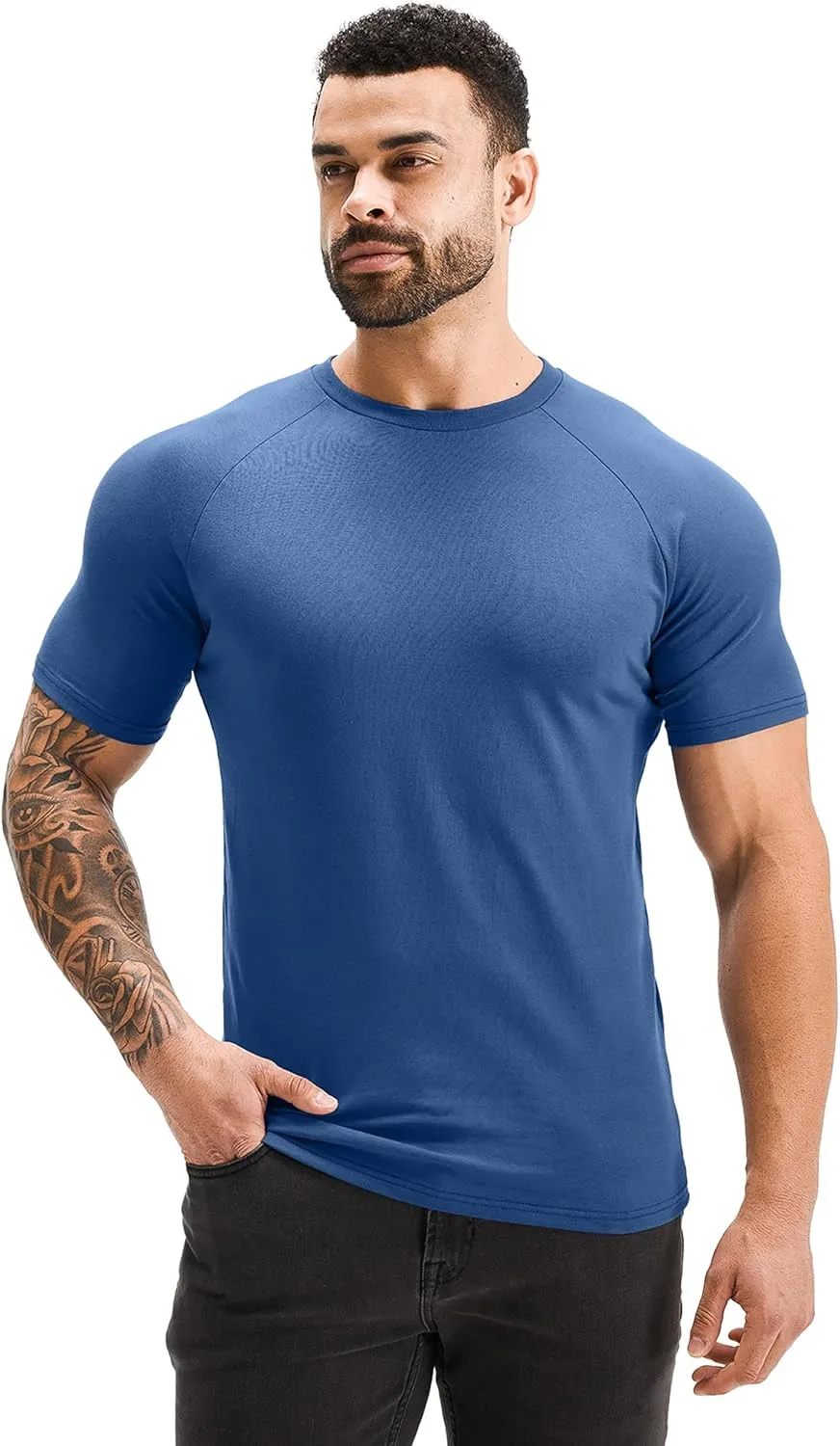 GYM REVOLUTION Men's 5 Pack Workout Gym Hipster Curved Hem Muscle Fitness Hip Hop T Shirts