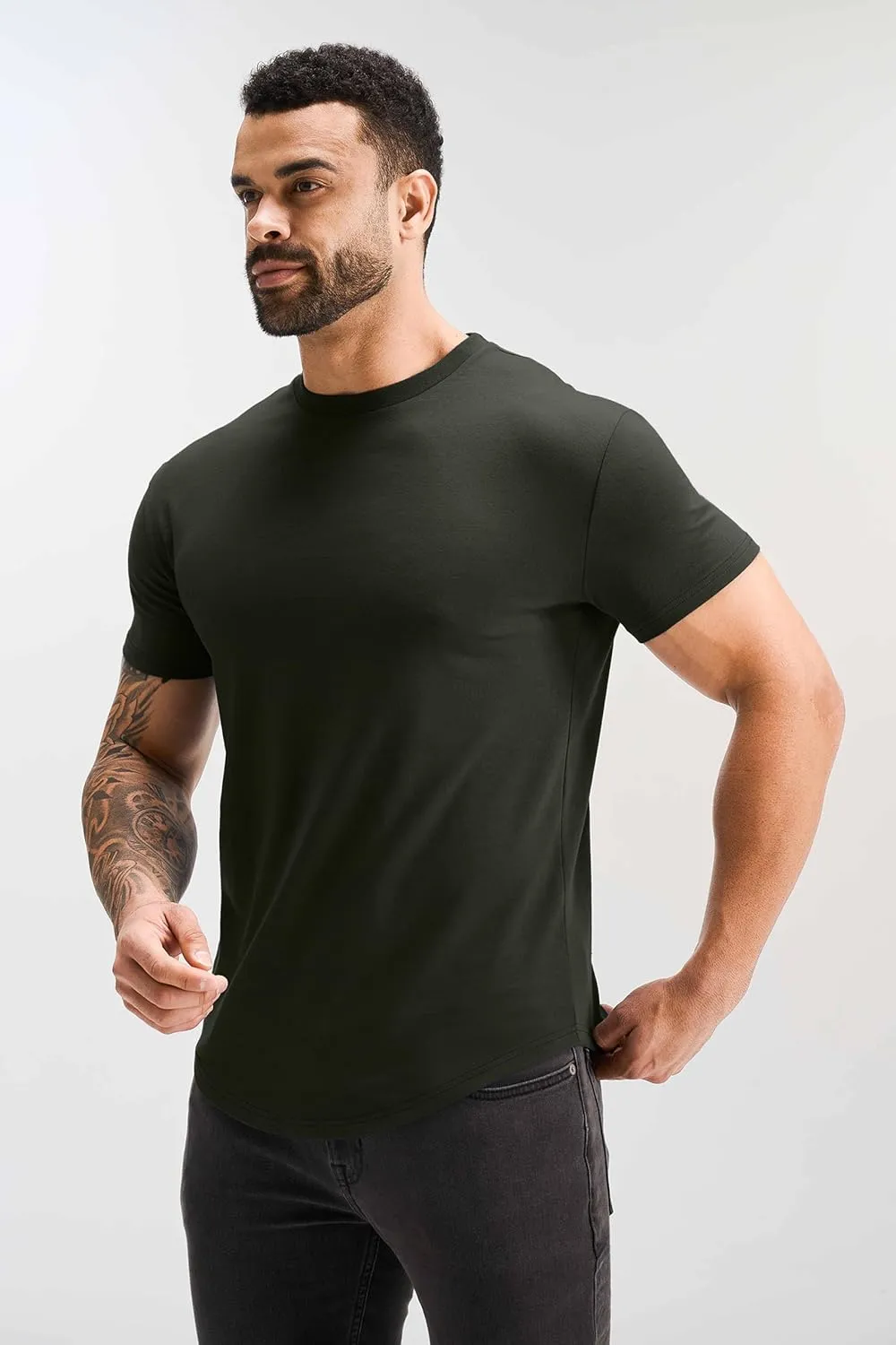 GYM REVOLUTION Men's 5 Pack Workout Gym Hipster Curved Hem Muscle Fitness Hip Hop T Shirts