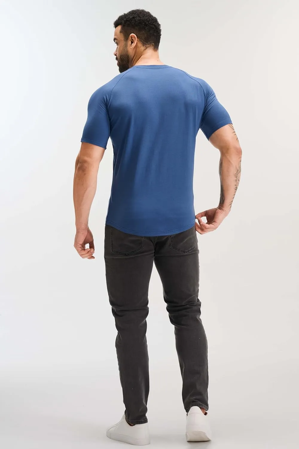 GYM REVOLUTION Men's 5 Pack Workout Gym Hipster Curved Hem Muscle Fitness Hip Hop T Shirts