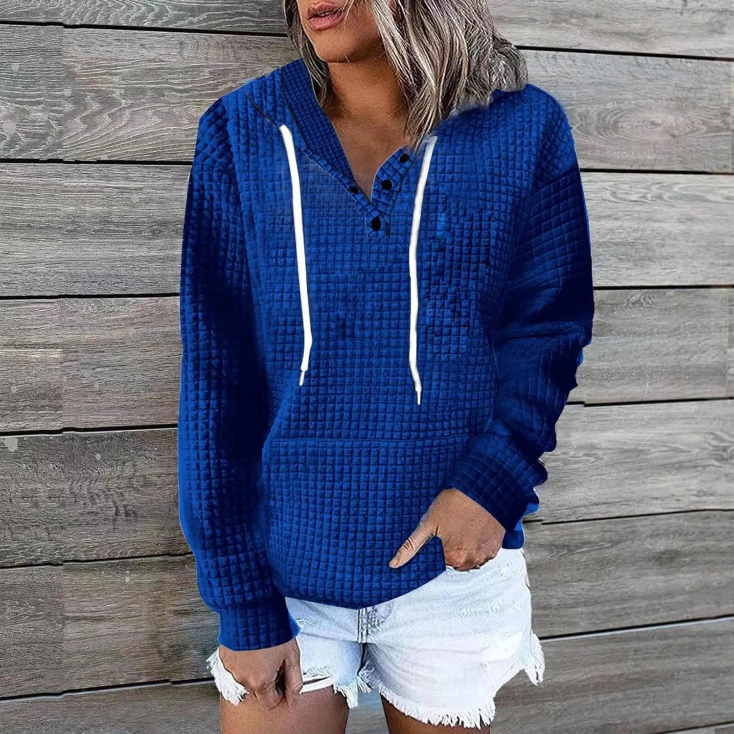 Half Buttons Sweatshirts Cropped Hoodies Fleece Womens Quarter Pullover Sweaters Fall Outfits Sweatshirt Hooded