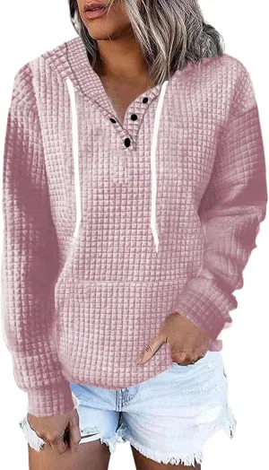 Half Buttons Sweatshirts Cropped Hoodies Fleece Womens Quarter Pullover Sweaters Fall Outfits Sweatshirt Hooded