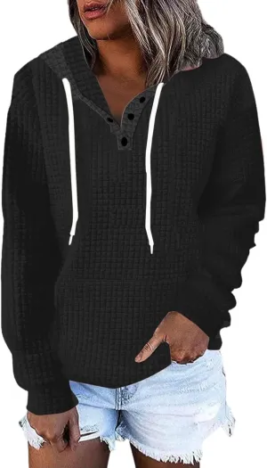 Half Buttons Sweatshirts Cropped Hoodies Fleece Womens Quarter Pullover Sweaters Fall Outfits Sweatshirt Hooded