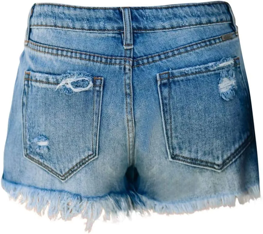 High Waisted Jean Shorts for Women 2024 Women Casual High Waisted Denim Shorts Frayed Raw Hem Ripped Jeans Shorts