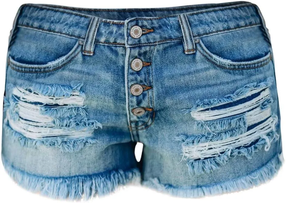 High Waisted Jean Shorts for Women 2024 Women Casual High Waisted Denim Shorts Frayed Raw Hem Ripped Jeans Shorts