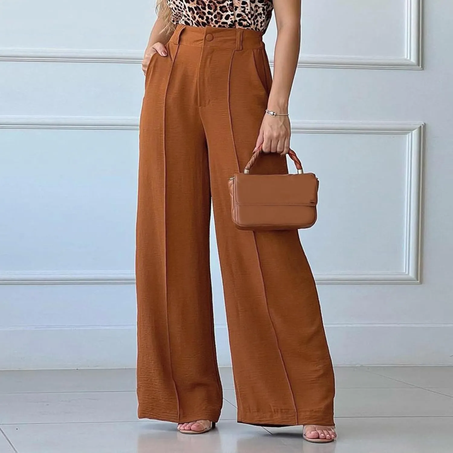 High Waisted Work Pants for Women Winter Elegantes Work Thermal with Pockets High Waisted Straight Leg