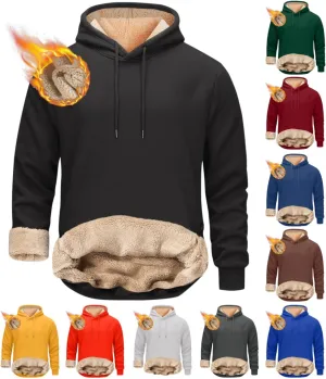 Hoodies for Men Heavyweight Fleece Lined Hoodie Thick Winter Hooded Pullover Warm Sweatshirt Thermal Windproof Jacket
