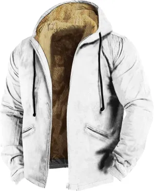 Hoodies for Men Heavyweight Fleece Sweatshirt Full Zip Up Thick Sherpa Lined Hooded Jacket Winter Warm Workout Coat