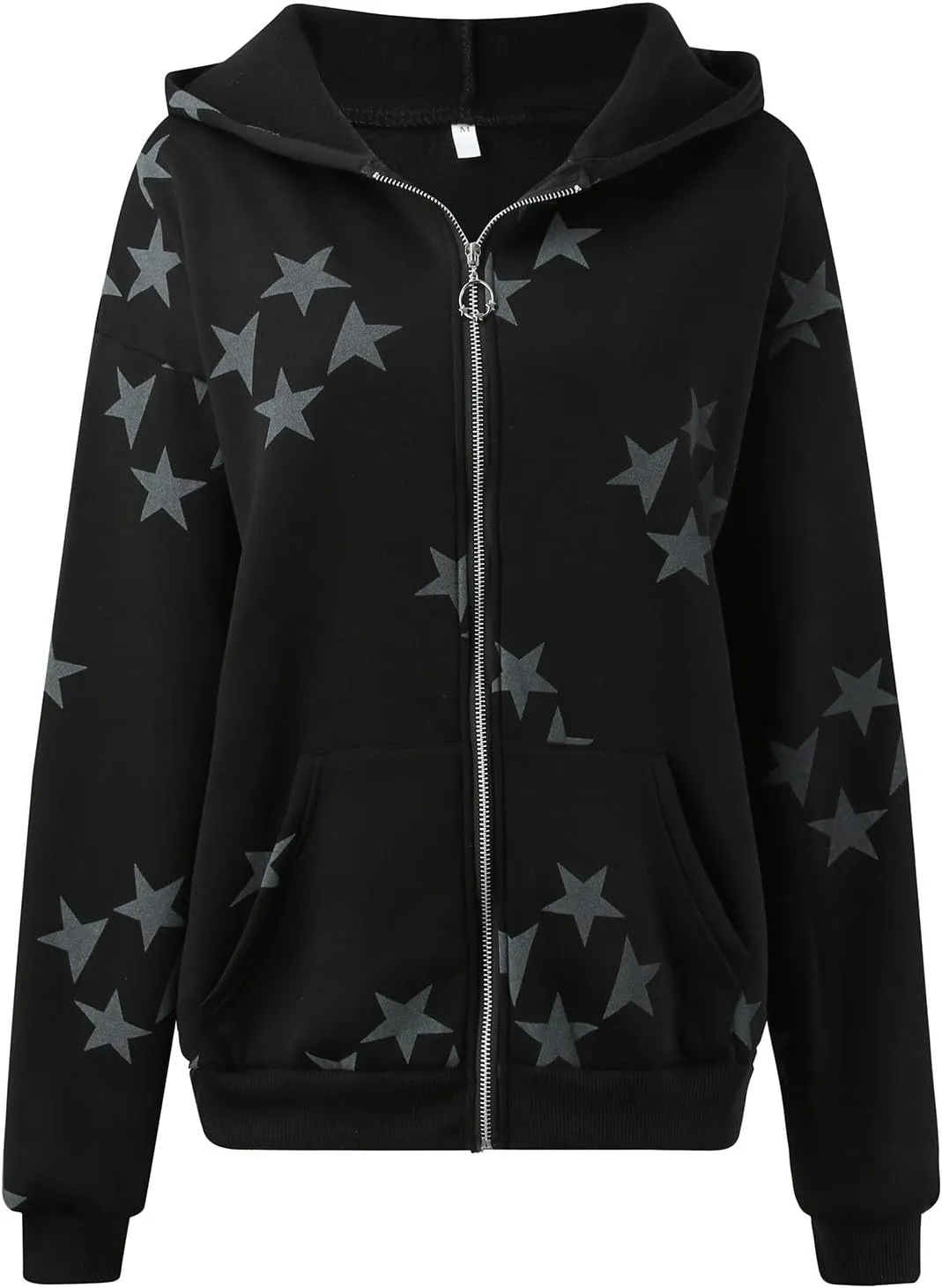 Hoodies For Women Star Print Trendy Zip Up Jackets Long Sleeve Vintage Sweatshirts Teen Girls Fall Outfit, Large