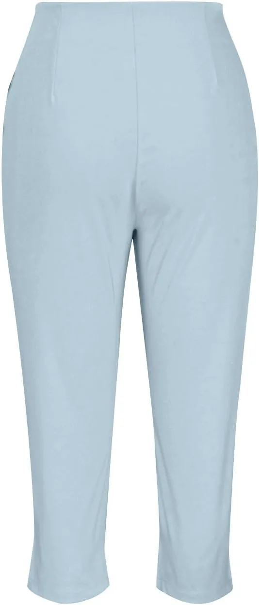 Hvyesh Womens Business Casual Capri Pants Summer Trendy 2025 Pleated High Waisted Capris for Women Wide Leg