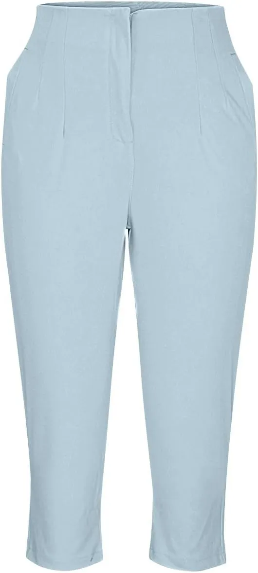 Hvyesh Womens Business Casual Capri Pants Summer Trendy 2025 Pleated High Waisted Capris for Women Wide Leg