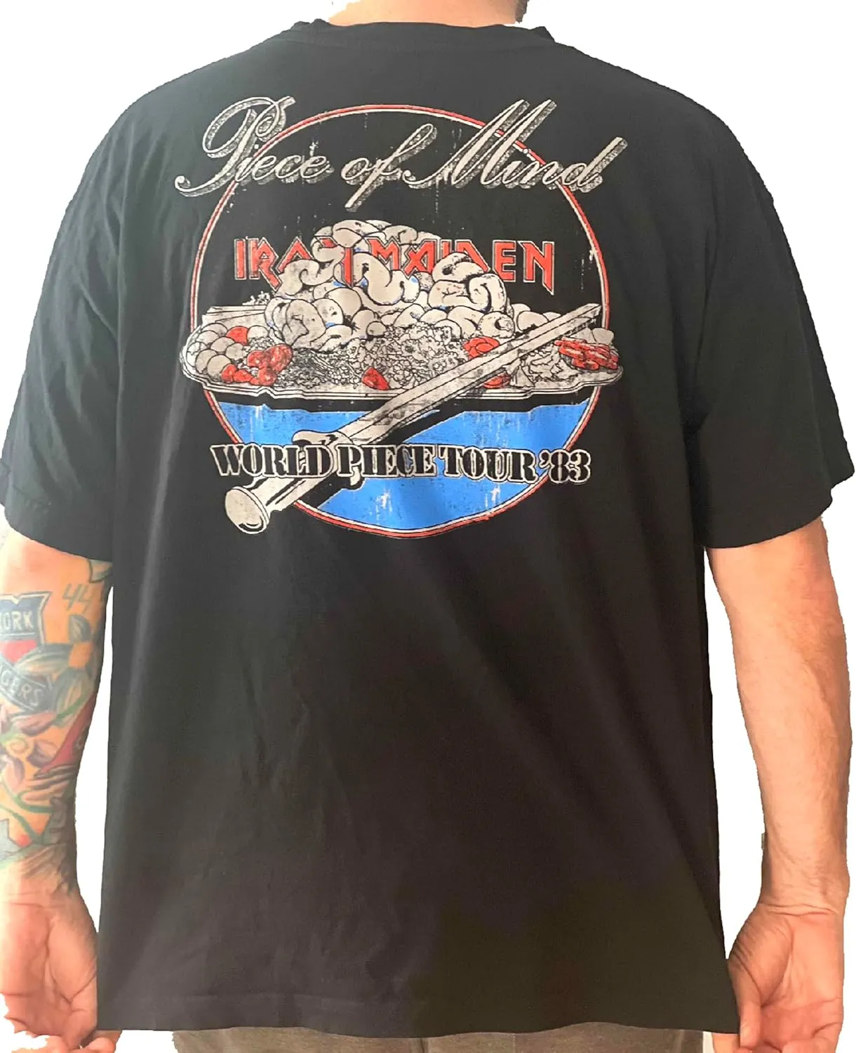Iron Maiden Piece of Mind Tour Vintage Style Oversized Boxy Fit T-Shirt Officially Licensed