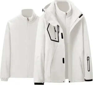 Jackets for Women 2 Piece Waterproof Windproof Outdoor Snow Mountain Jacket Loose Athletic Coat with Removable Hood