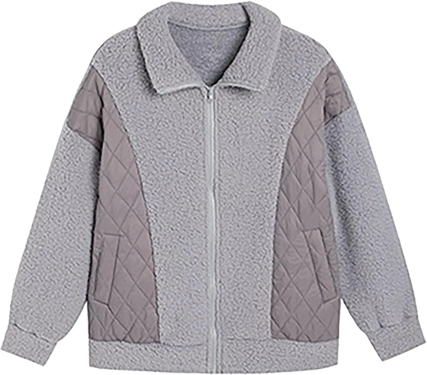 Jackets for Women Full Zip Fuzzy Fleece Sherpa Lined Cardignas Jacket Plus Size Open Front Winter Coats with Pockets