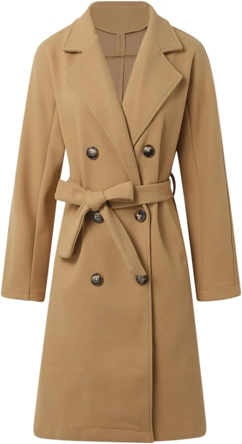 Jackets for Women Long Sleeve Double-Breasted Solid Color Lapel Jacket Open Front Oversized Loose Fit Blazer Coats