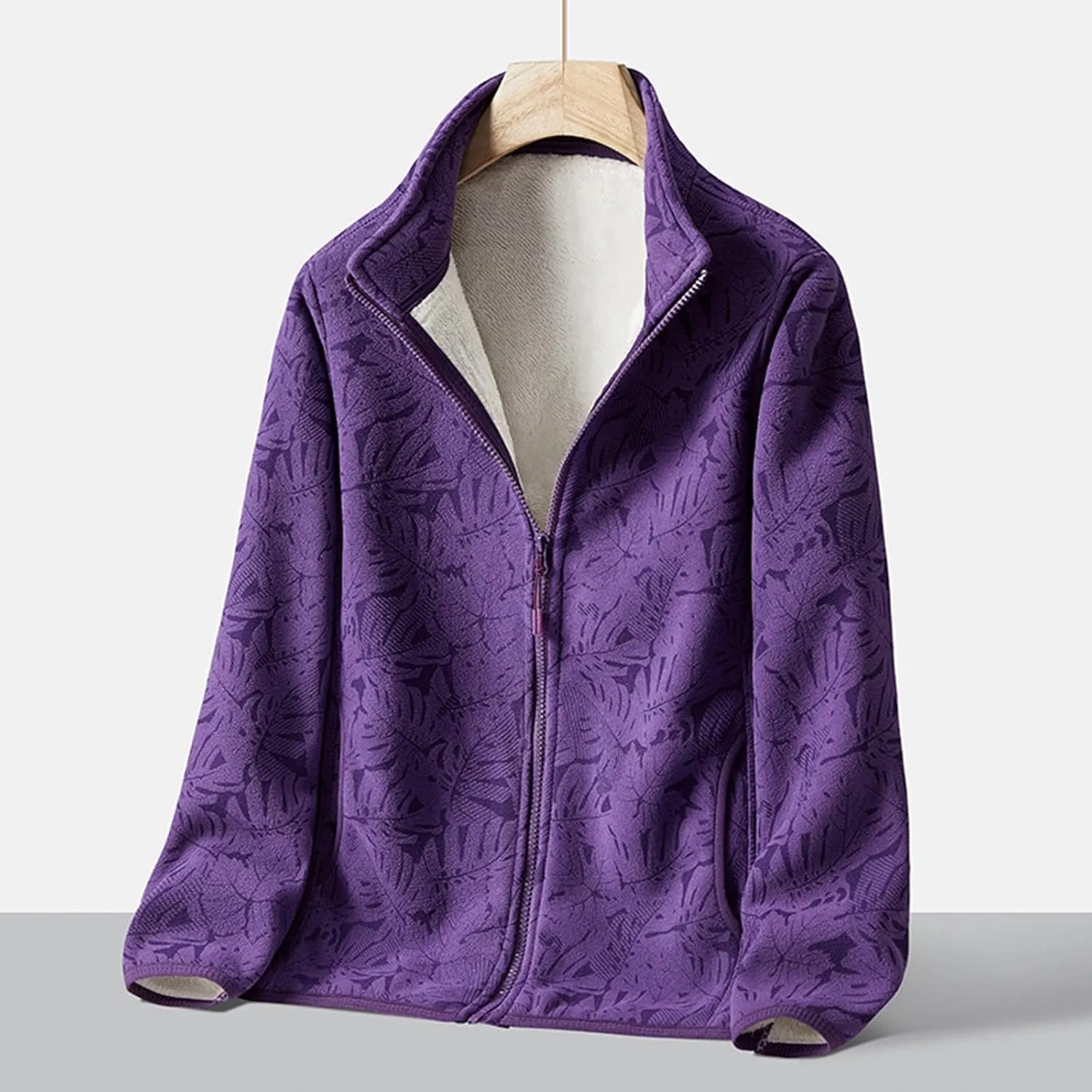 Jackets for Women Solid Color Thin Fuzzy Fleece Lightweight Cardigans Jacket Full Zip Up Cropped Warm Winter Coats