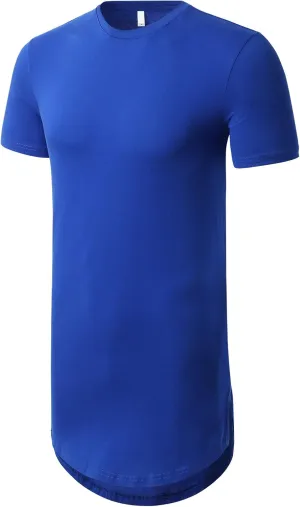 JD Apparel Men's Basic Hipster Hip Hop Elong Longline Crewneck T-Shirt