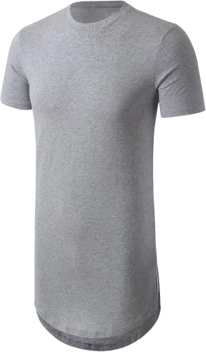 JD Apparel Men's Basic Hipster Hip Hop Elong Longline Crewneck T-Shirt