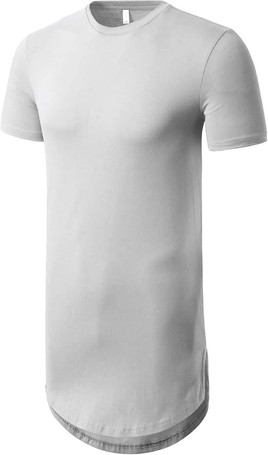 JD Apparel Men's Basic Hipster Hip Hop Elong Longline Crewneck T-Shirt