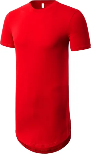 JD Apparel Men's Basic Hipster Hip Hop Elong Longline Crewneck T-Shirt