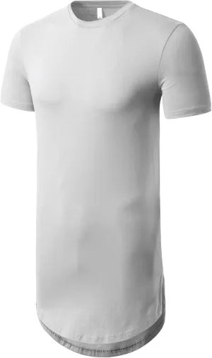 JD Apparel Men's Basic Hipster Hip Hop Elong Longline Crewneck T-Shirt