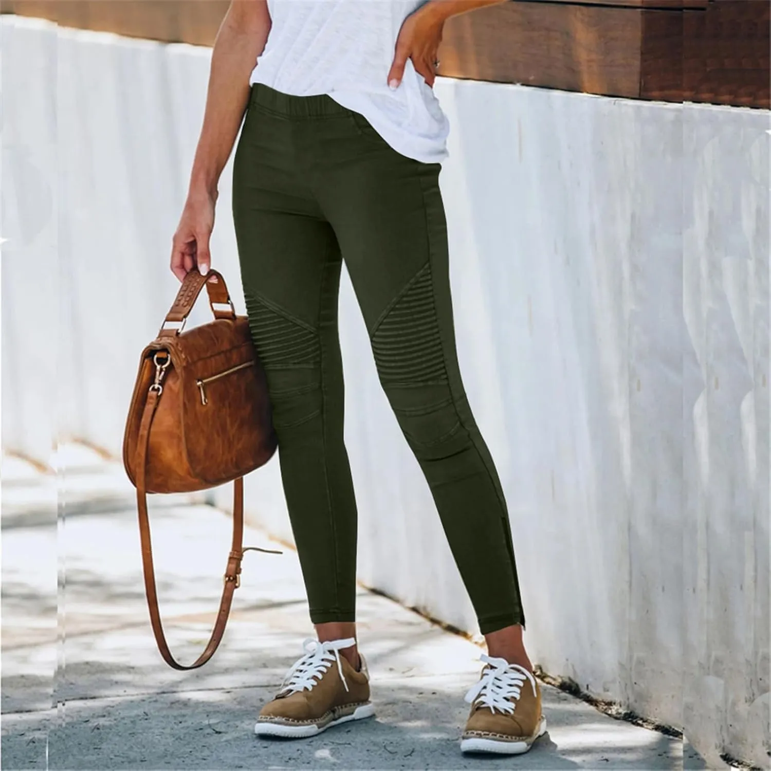 Jeggings for Women 2025 High Waisted Stretch Skinny Cropped Pencil Pants Slim Workout Pull On Ankle Stretch Pants