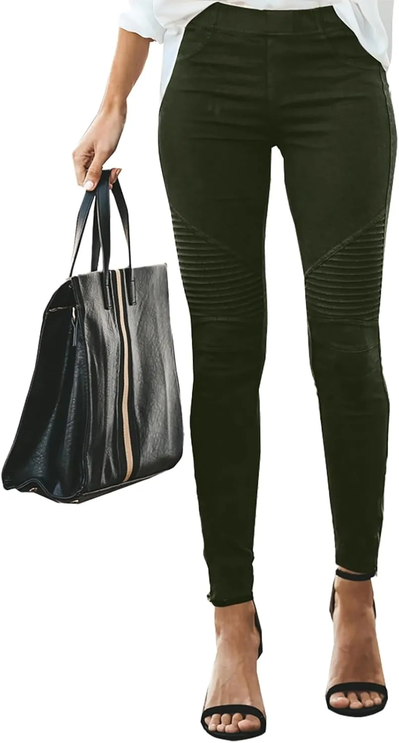 Jeggings for Women 2025 High Waisted Stretch Skinny Cropped Pencil Pants Slim Workout Pull On Ankle Stretch Pants