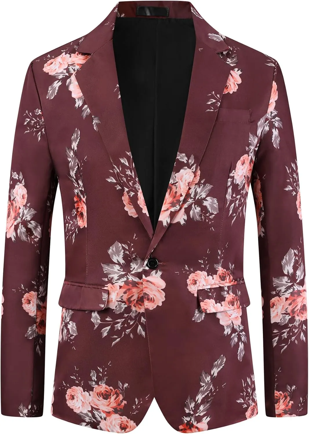 Lars Amadeus Floral Sport Coats for Men's Slim Fit Party Prom Flower Printed Blazers