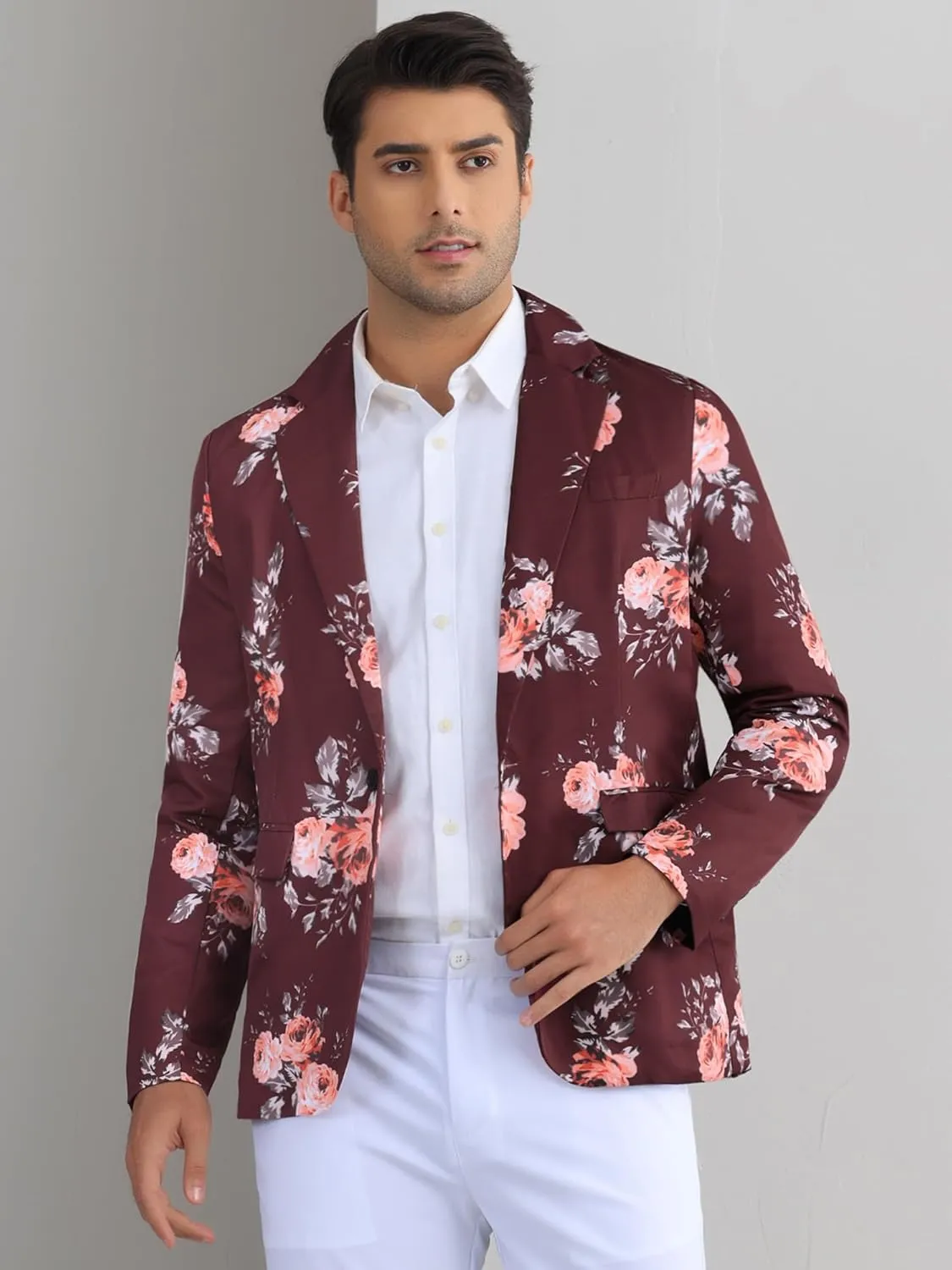 Lars Amadeus Floral Sport Coats for Men's Slim Fit Party Prom Flower Printed Blazers