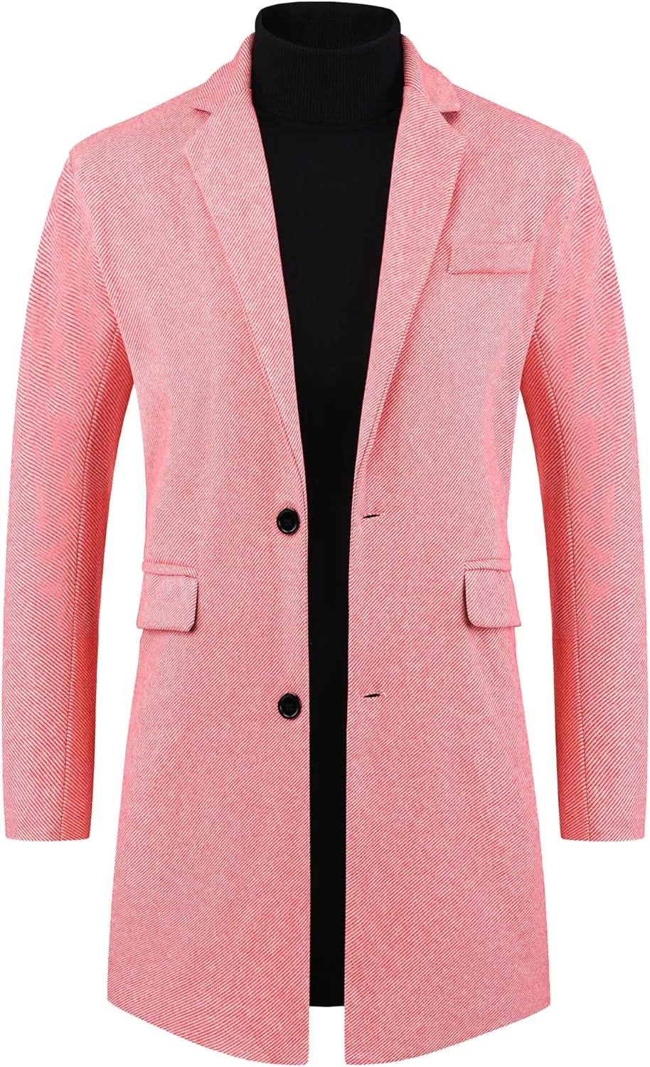 Lars Amadeus Herringbone Overcoats for Men's Classic Fit Single Breasted Winter Trench Coat