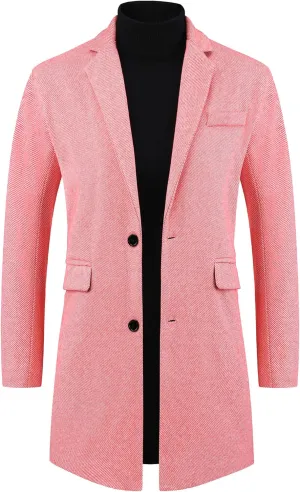 Lars Amadeus Herringbone Overcoats for Men's Classic Fit Single Breasted Winter Trench Coat
