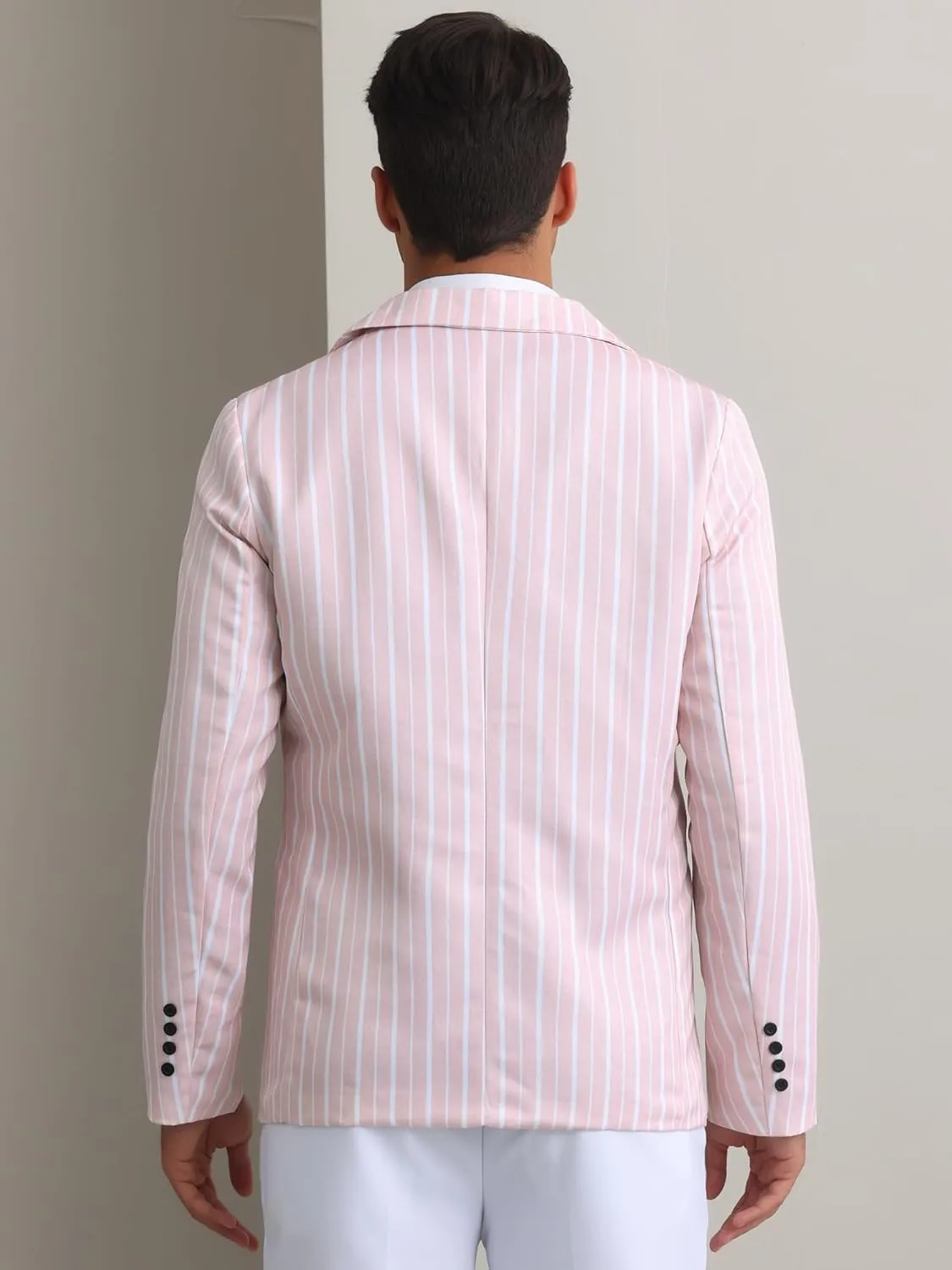 Lars Amadeus Striped Blazers for Men's One Button Slim Fit Contrasting Color Suit Jacket Business Stripe Sports Coats