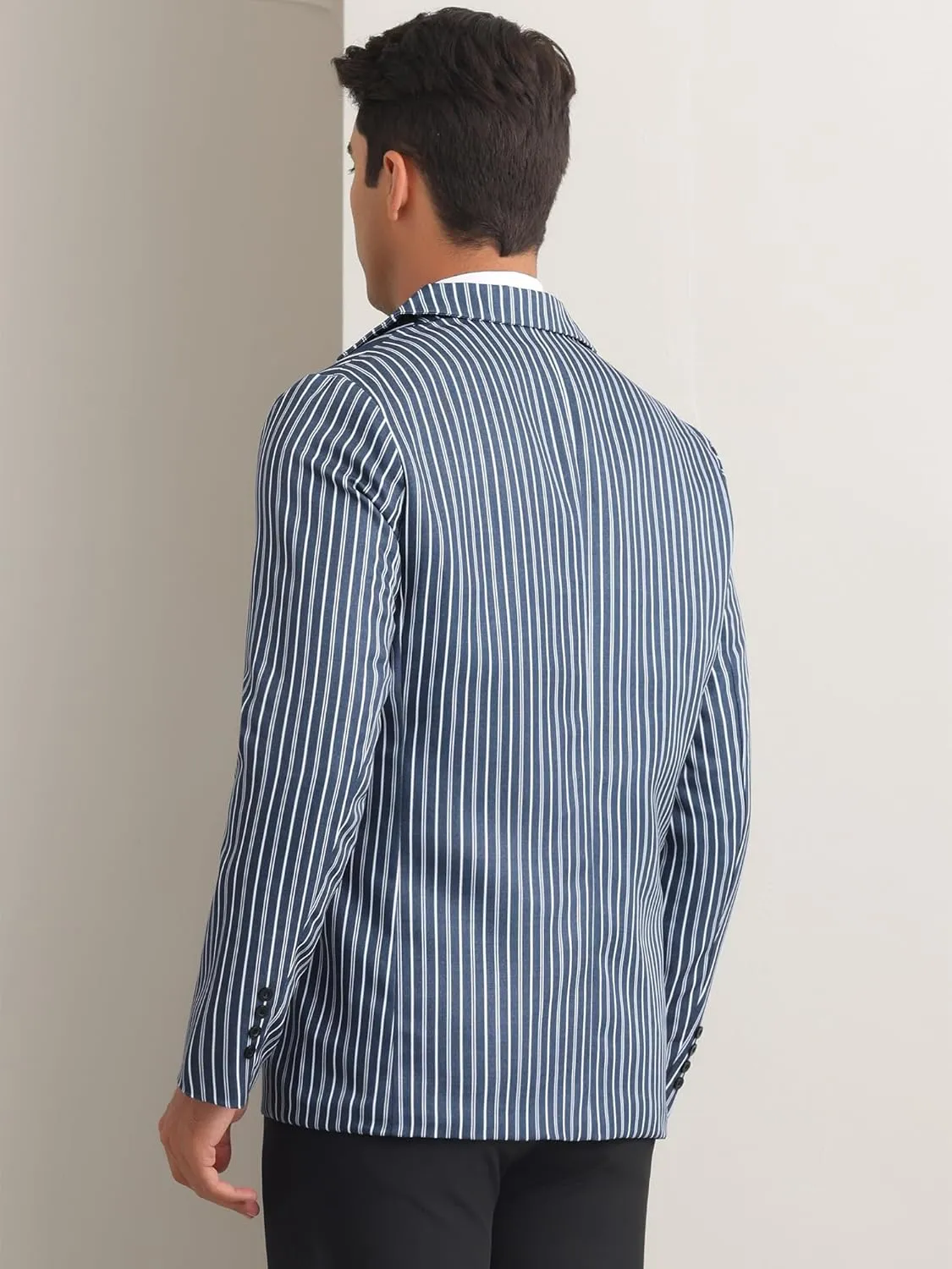Lars Amadeus Striped Blazers for Men's One Button Slim Fit Contrasting Color Suit Jacket Business Stripe Sports Coats