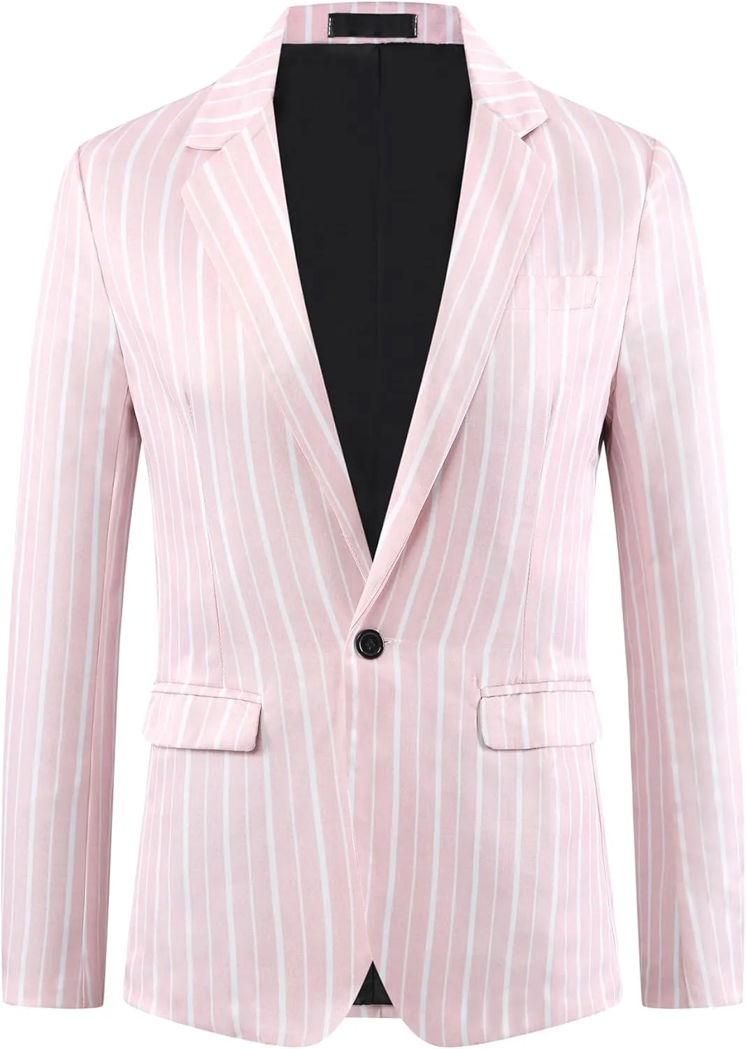 Lars Amadeus Striped Blazers for Men's One Button Slim Fit Contrasting Color Suit Jacket Business Stripe Sports Coats