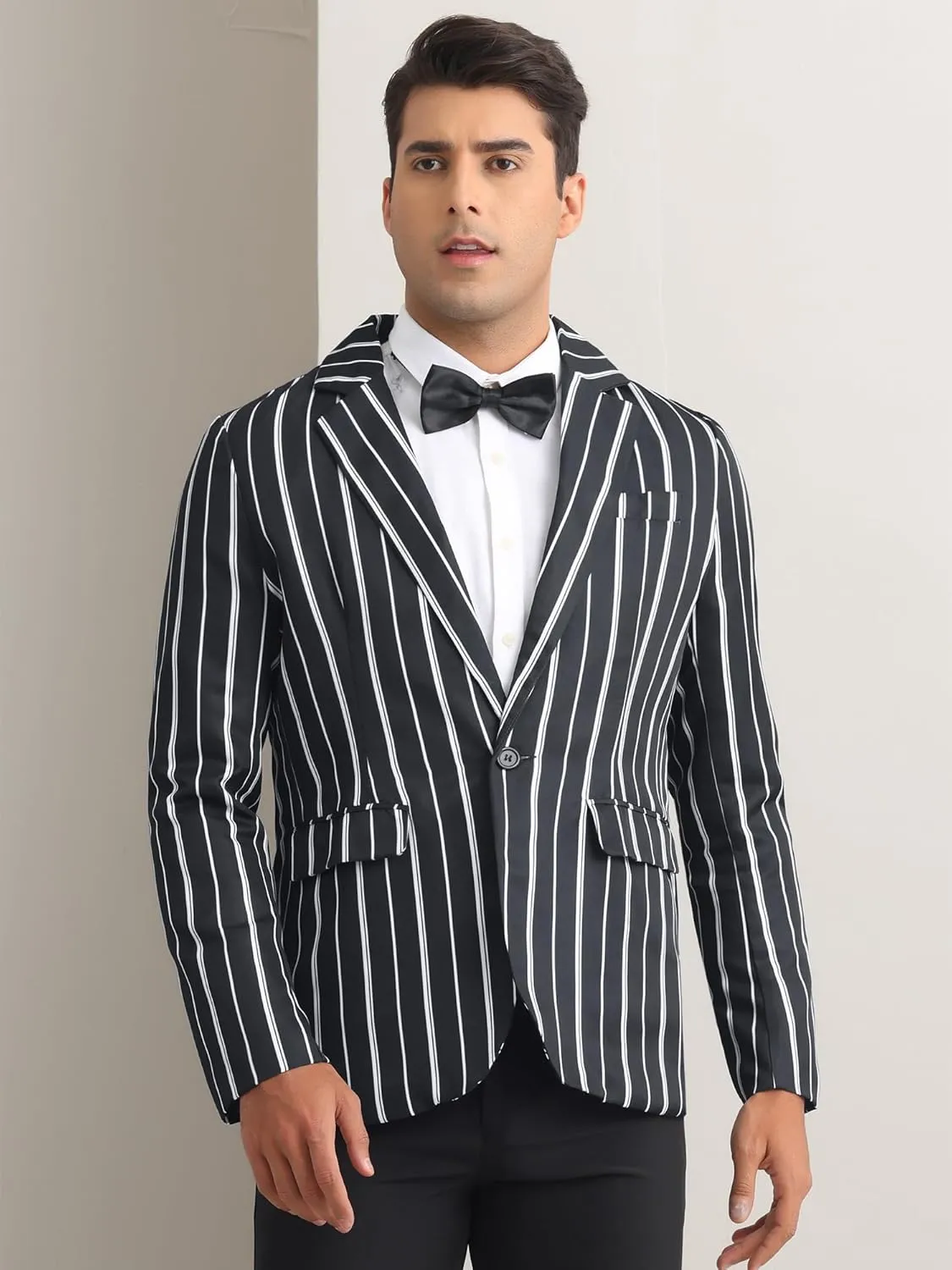 Lars Amadeus Striped Blazers for Men's One Button Slim Fit Contrasting Color Suit Jacket Business Stripe Sports Coats