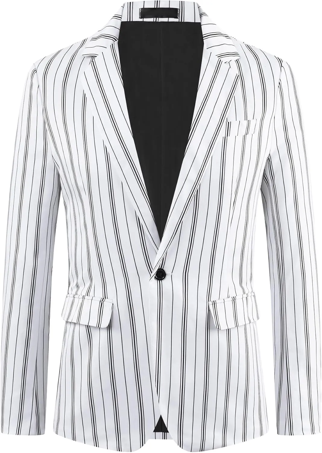 Lars Amadeus Striped Blazers for Men's One Button Slim Fit Contrasting Color Suit Jacket Business Stripe Sports Coats