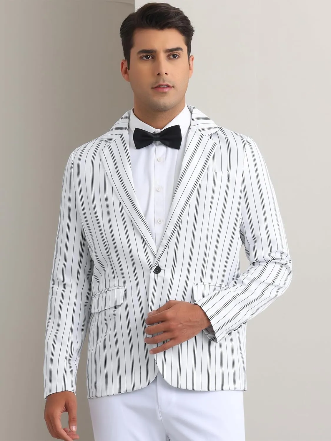 Lars Amadeus Striped Blazers for Men's One Button Slim Fit Contrasting Color Suit Jacket Business Stripe Sports Coats