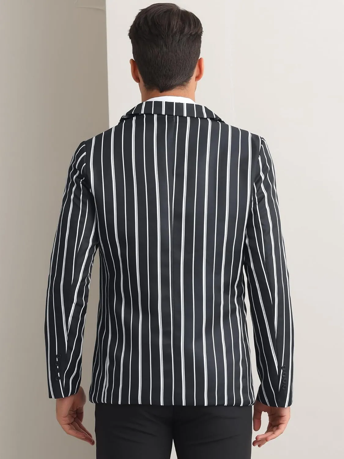 Lars Amadeus Striped Blazers for Men's One Button Slim Fit Contrasting Color Suit Jacket Business Stripe Sports Coats