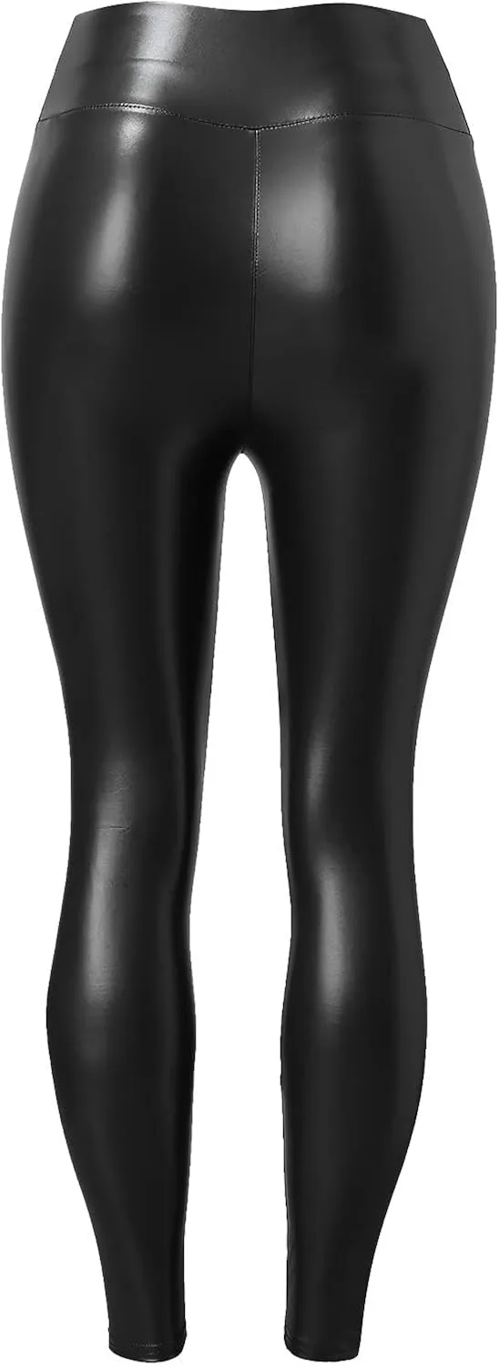 LCMTWX High Waisted Leggings for Women High Waisted Womens Faux Leather Pants Soft High Waist Winter Warm Thick High