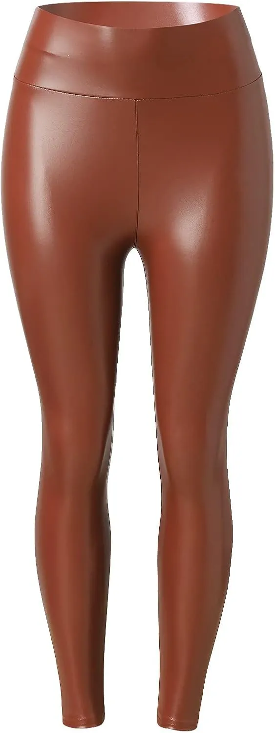 LCMTWX High Waisted Leggings for Women High Waisted Womens Faux Leather Pants Soft High Waist Winter Warm Thick High